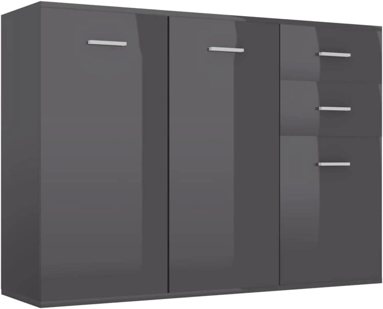 vidaXL Sideboard mit 3 Türen 2 Schubladen Highboard Kommode Standschrank Mehrzweckschrank Anrichte Schrank Hochglanz-Grau 105x30x75cm Spanplatte Bild 1