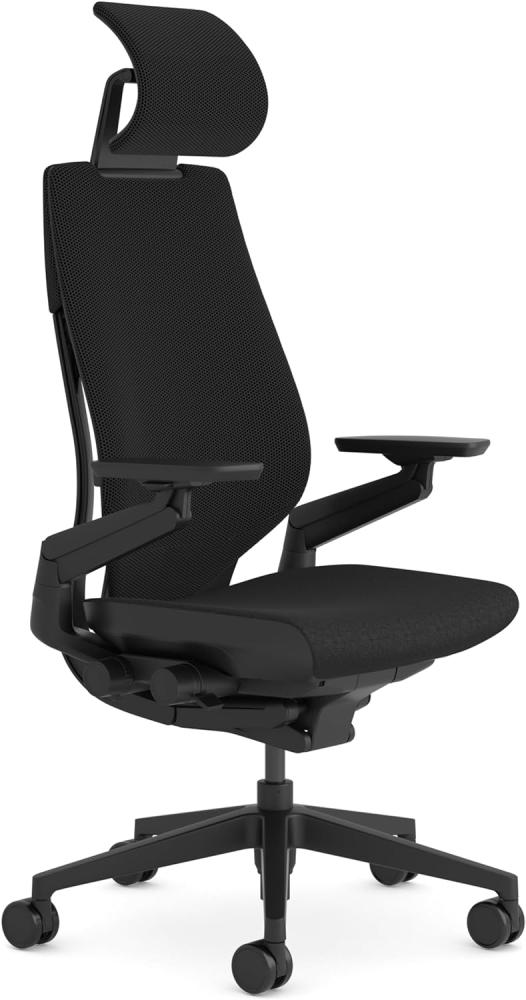 Steelcase Gesture Ergonomischer, höhenverstellbarer Büro- und Gaming-Stuhl mit verstellbarer Lordosenstütze und Armlehnen, atmungsaktiver 3D-Microknit-Rückenlehne in Schwarz, bequemer Bezug in Onyx Bild 1