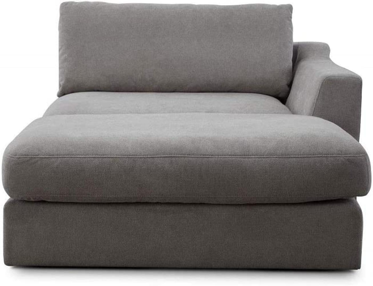 CAVADORE Sofa-Modul "Fiona" Longchair mit Armteil rechts / XXL-Recamiere passend zur Couchgarnitur Fiona / 139 x 90 x 199 / Webstoff silbergrau Bild 1