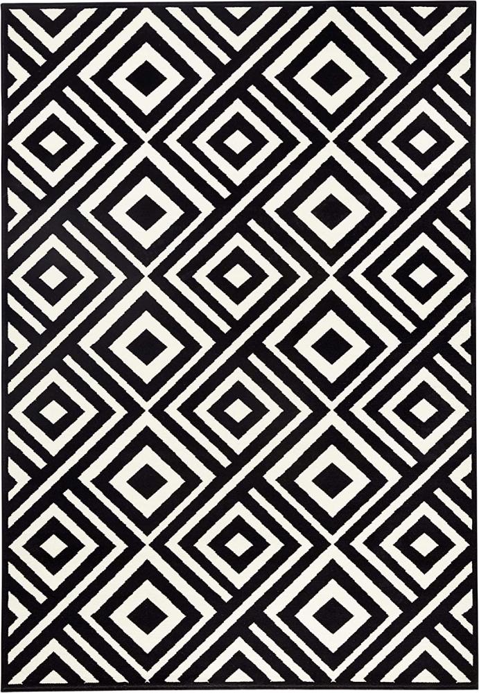 Kurzflor Teppich Art Schwarz Creme - 160x230x0,9cm Bild 1