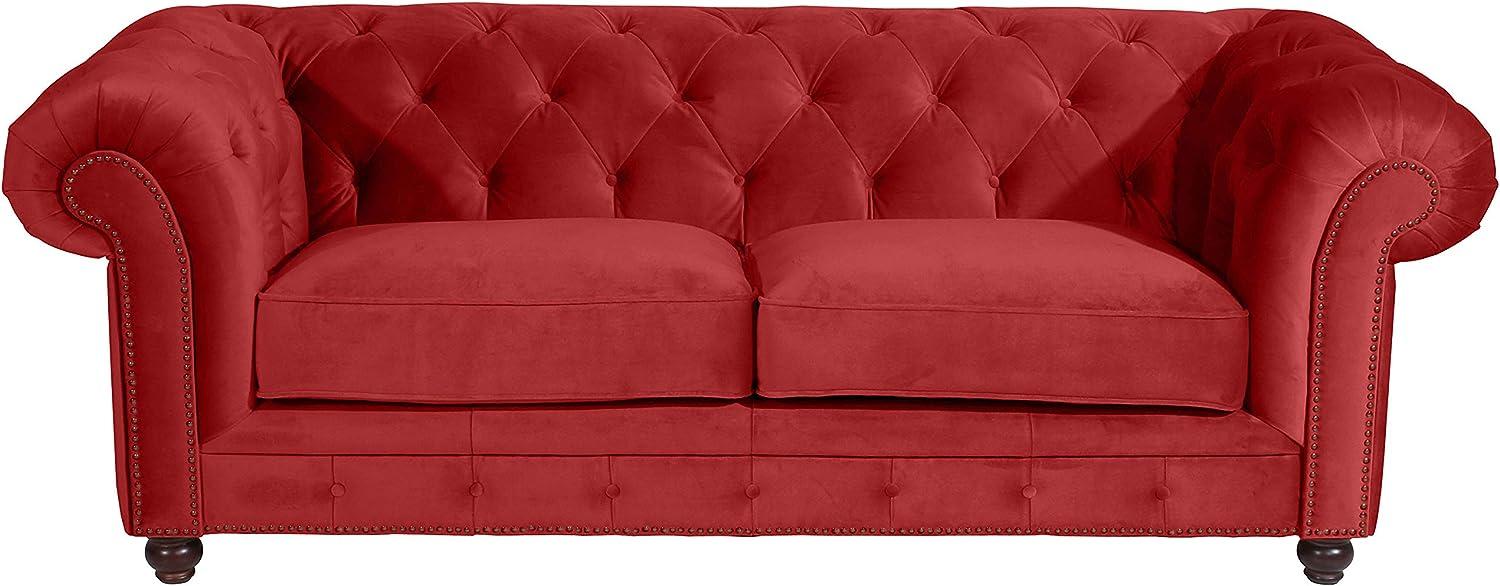 Orleans Sofa 2,5-Sitzer Samtvelours Ziegel Buche Nussbaumfarben Bild 1