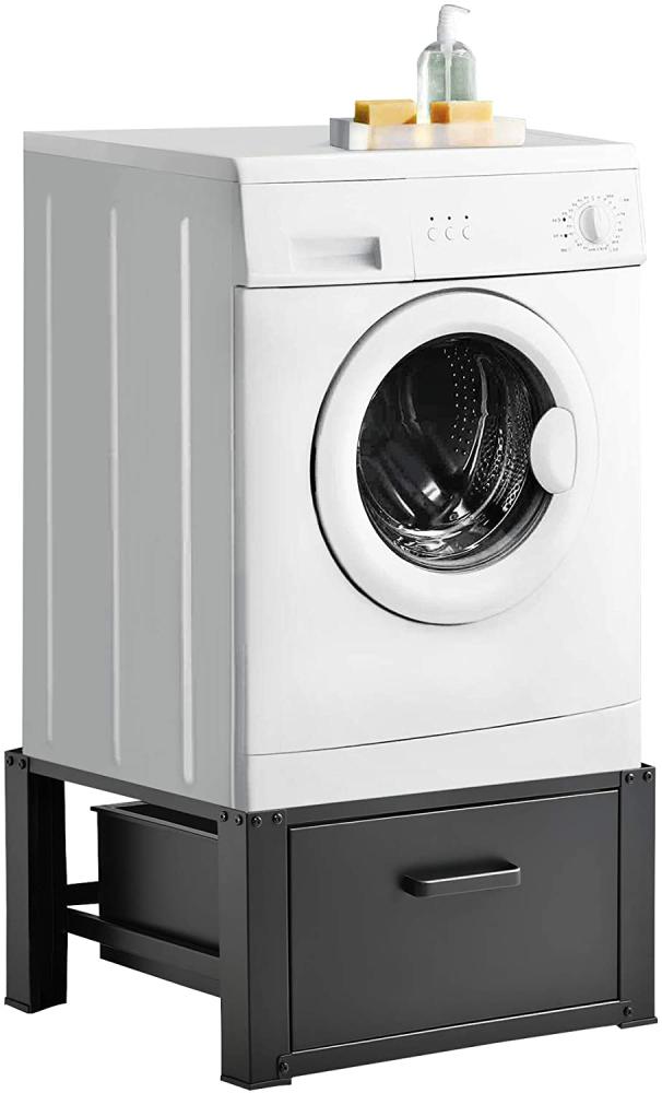 Unterschrank Comfrotixx Waschmaschinen-Untergestell mit Schublade mit 150 kg Schwarz en. casa Bild 1