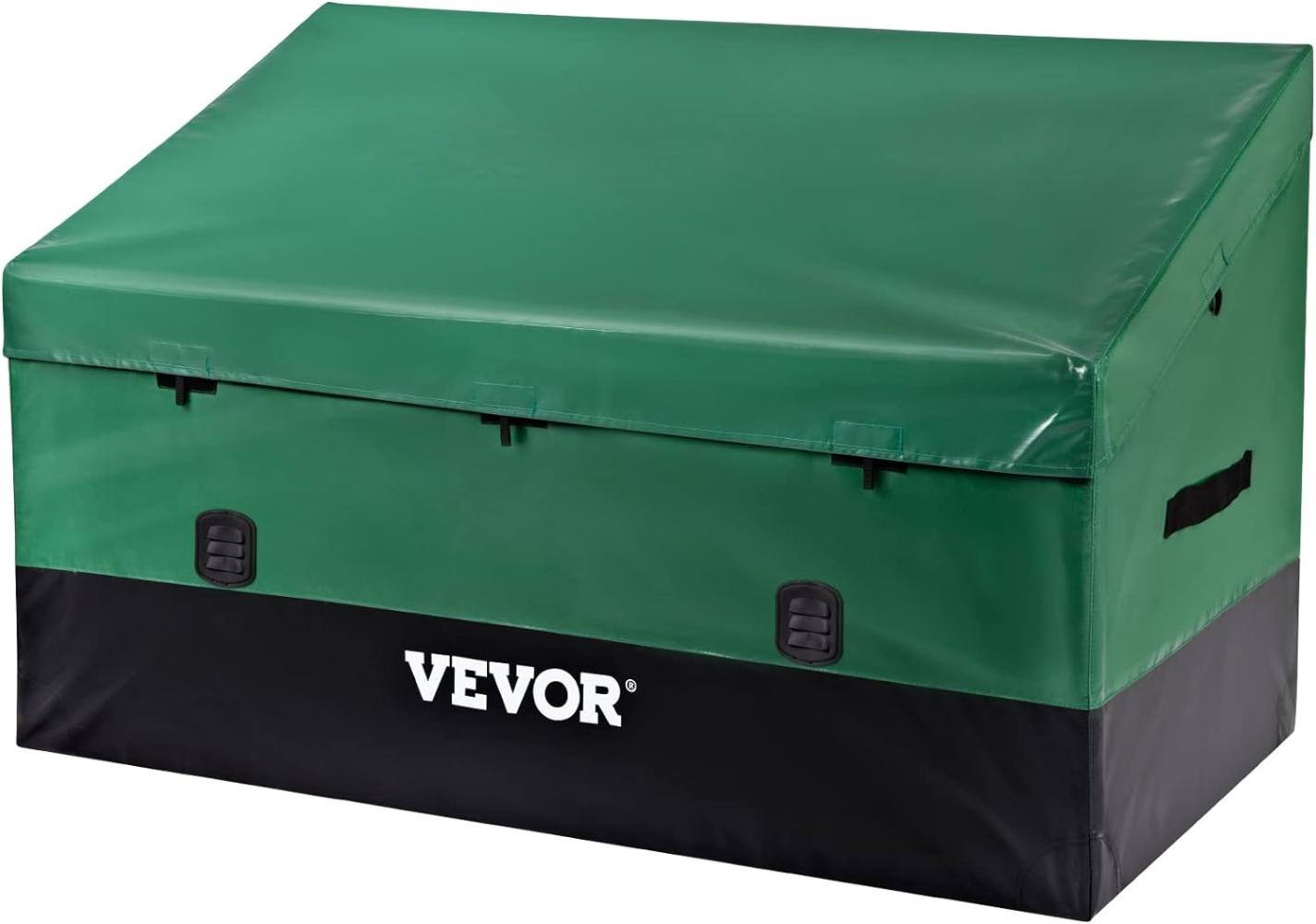 VEVOR 660L Auflagenbox Außenbereich 155x63x75cm Gartenbox aus PE-Plane auf industriellem Niveau Wasserdicht Luftdurchlässig Aufbewahrungsbox Truhe Gartenbox, Grün & Schwarz Bild 1