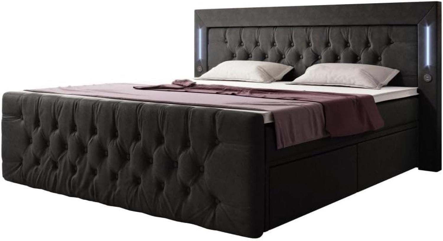 Boxspringbett Charme 140x200 H2 Schwarz Bild 1