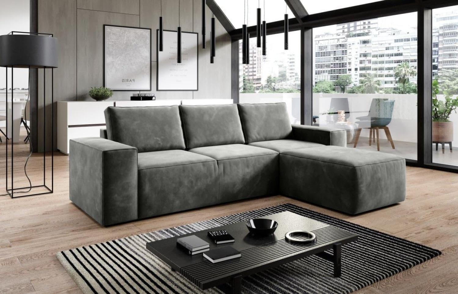 Designer Sofa Solaris mit Schlaffunktion und Stauraum Grau Rechts Bild 1