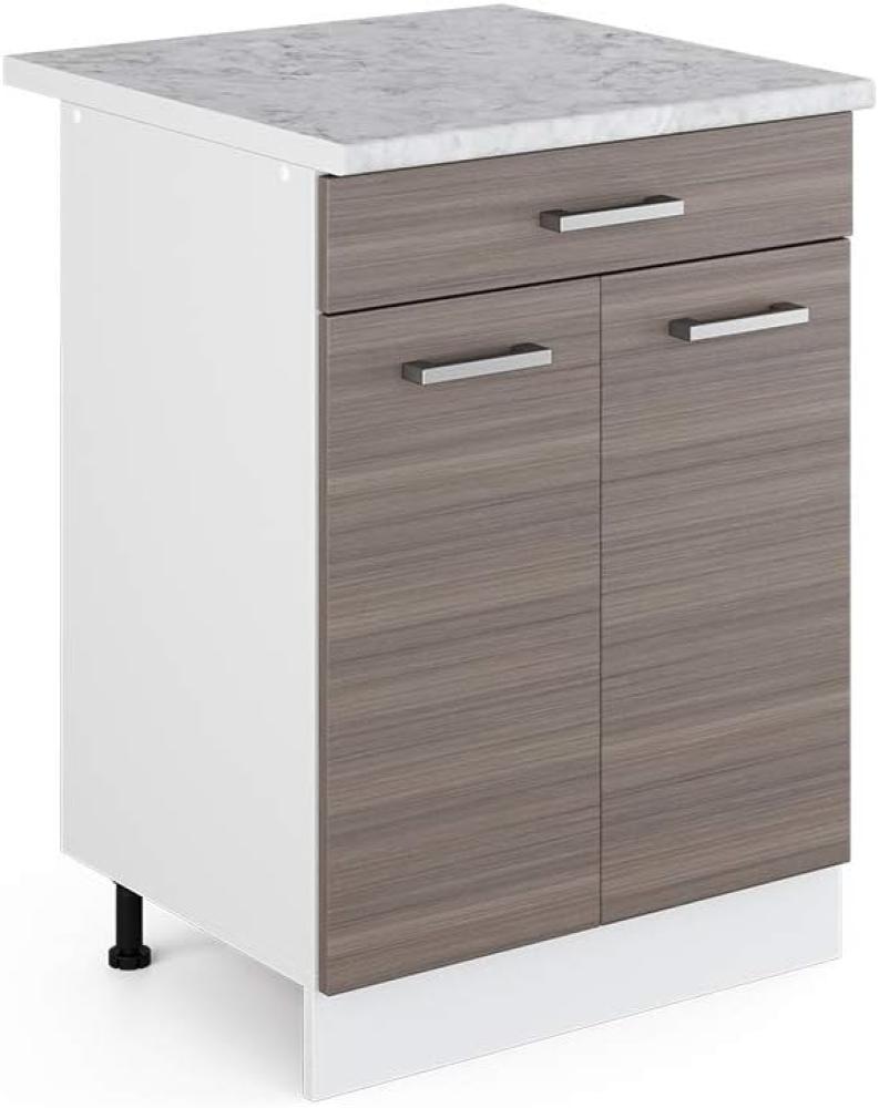 Vicco Küchenschrank R-Line Hängeschrank Unterschrank Küchenzeile Küchenunterschrank Arbeitsplatte, Möbel verfügbar in anthrazit und weiß (edelgrau mit Arbeitsplatte, Schubunterschrank 60 cm) Bild 1