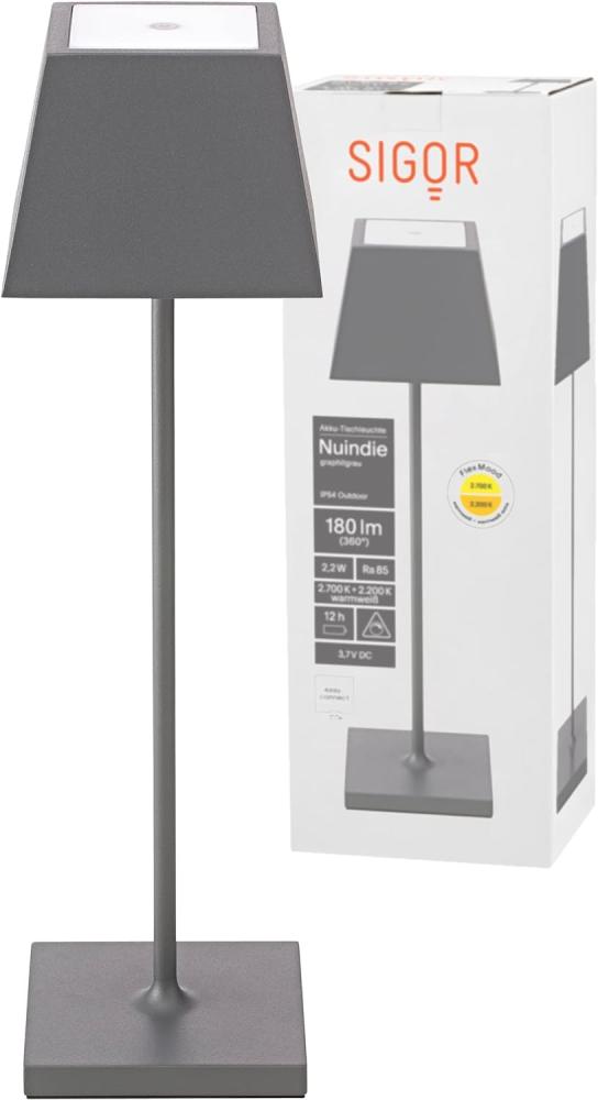 LED Tischleuchte, anthrazit, Touchdimmer, Akku, H 37 cm Bild 1