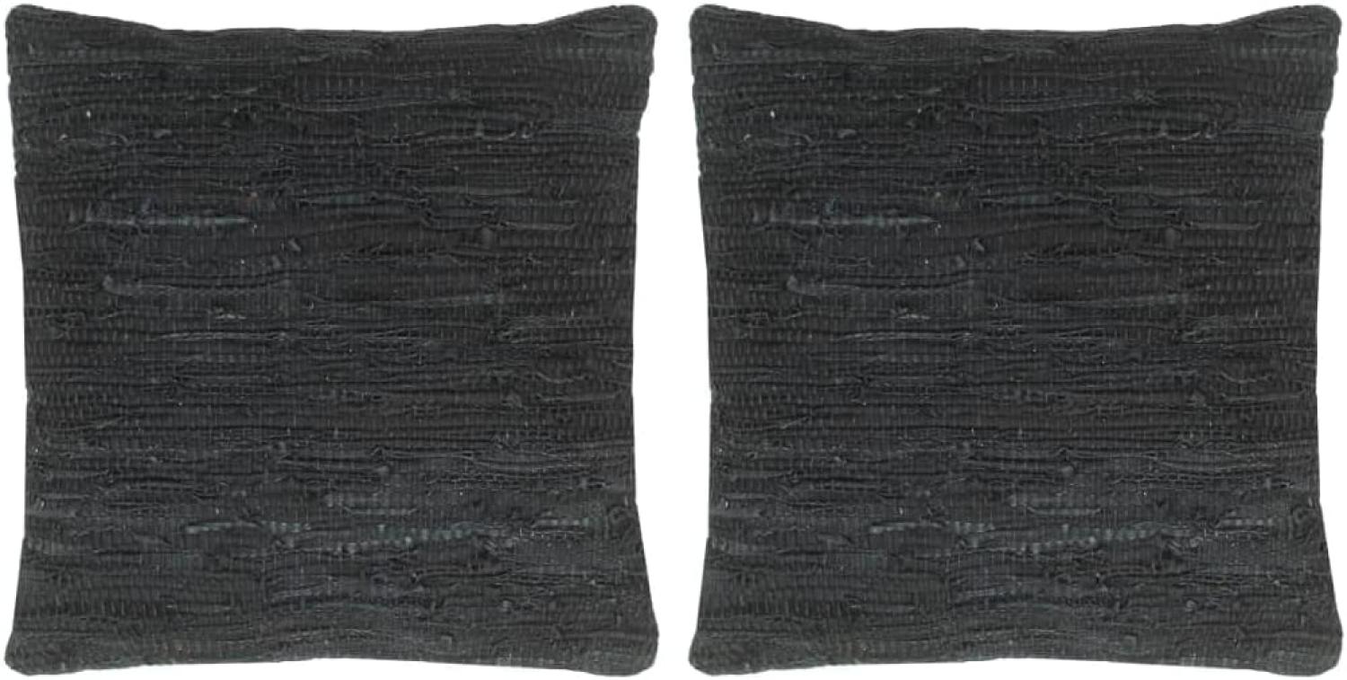 Kissen 2 Stk. Chindi Schwarz 45 x 45 cm Leder und Baumwolle Bild 1