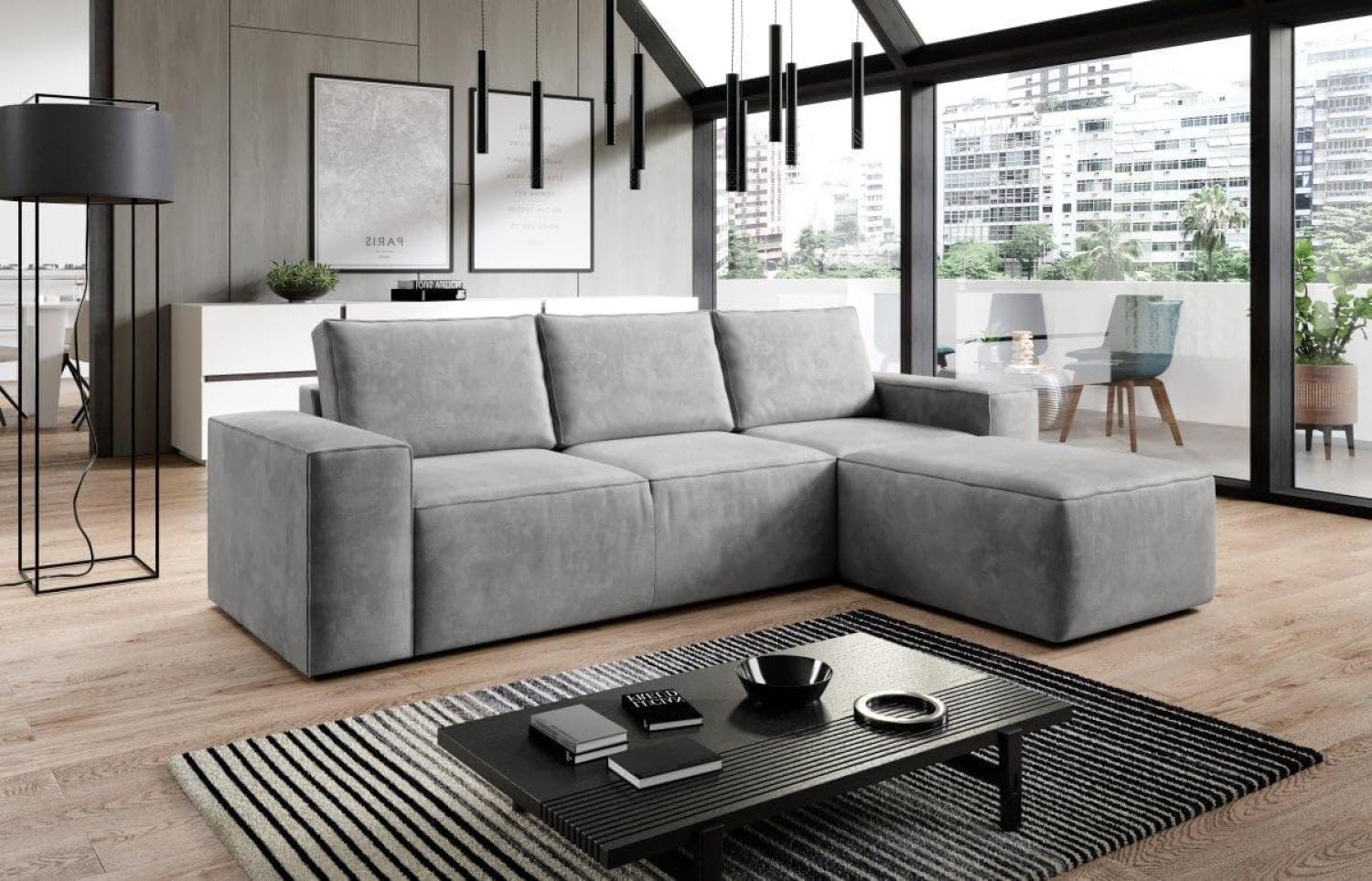 Designer Sofa Solaris mit Schlaffunktion und Stauraum Hellgrau Links Bild 1