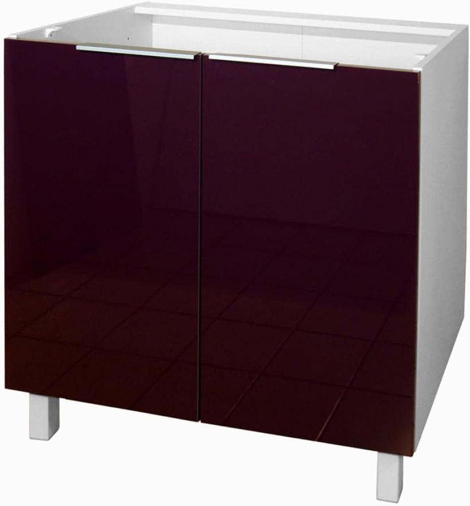 Berlioz Creations CP8BA Unterschrank für Küche mit 2 Türen, in auberginefarbenem Hochglanz, 80 x 52 cm, 100 Prozent französische Herstellung Bild 1