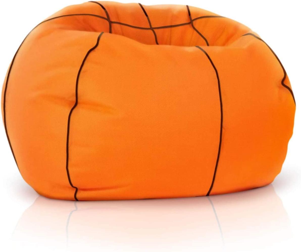 Green Bean© Basketball-Sitzsack fertig befüllt 250L EPS Perlen - 90cm Bean Bag Riesensitzsack Liegekissen Lounge Chair Sitzkissen Gaming Sessel Weiß Bild 1