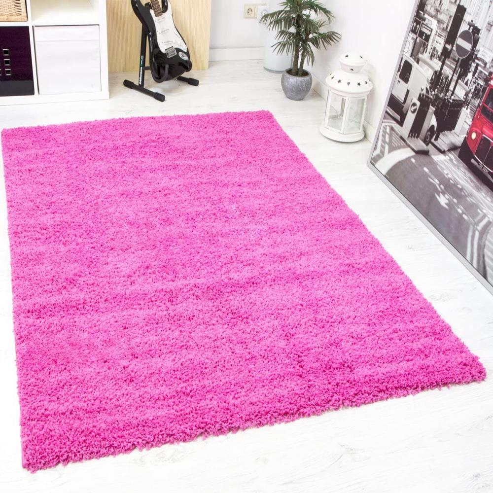 VIMODA Prime Shaggy Teppich Pink Hochflor Langflor Modern, Maße:200 cm Quadrat Bild 1
