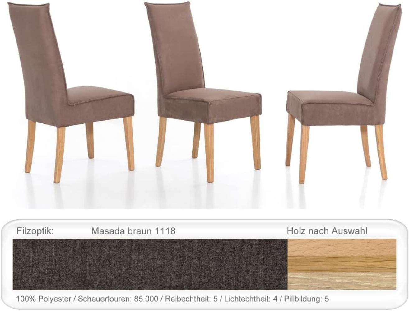 4x Polsterstuhl Kiana Varianten Esszimmerstuhl Küchenstuhl Massivholzstuhl Eiche natur lackiert, Masada braun Bild 1