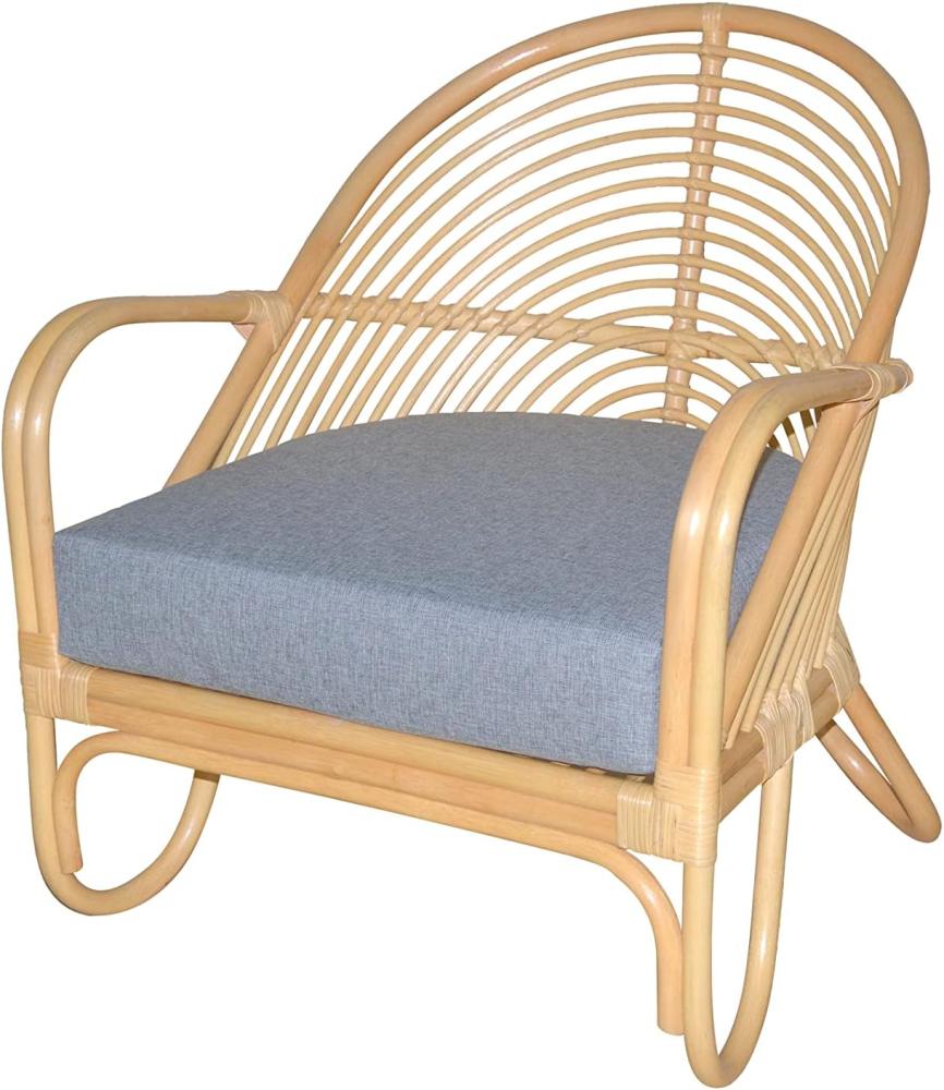 Relax-Sessel aus Rattan handgeflochten, naturfarben gebeizt, inkl. Kissen Bild 1