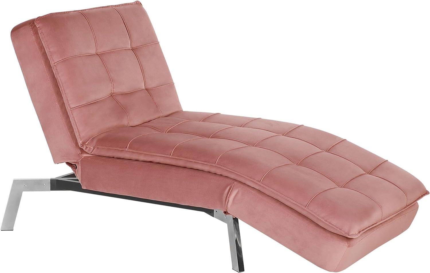 Chaiselongue Samtstoff rosa verstellbar LOIRET Bild 1