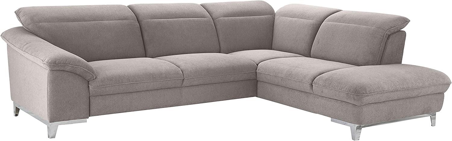 Mivano Eckcouch Teresa / L-Form-Sofa mit verstellbaren Kopfstützen und Ottomane / 293 x 84 x 232 / Mikrofaser, Grau Bild 1