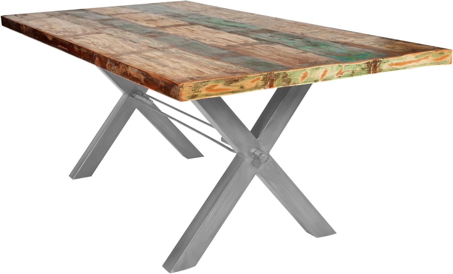 Esstisch 240x100 Altholz bunt Eisen Holztisch Speisetisch Küchentisch Tisch Bild 1