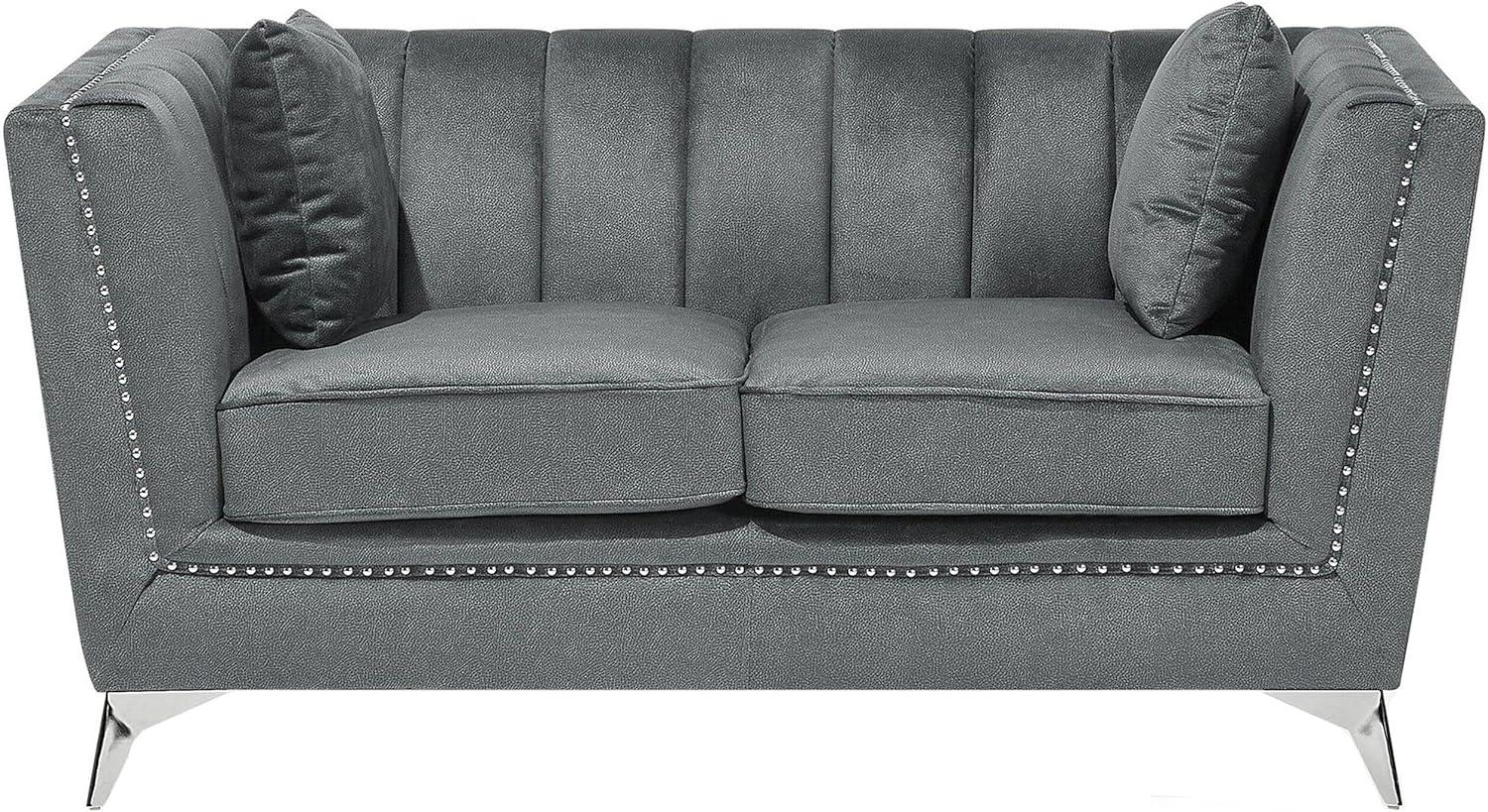 2-Sitzer Sofa Samtstoff grau GAULA Bild 1