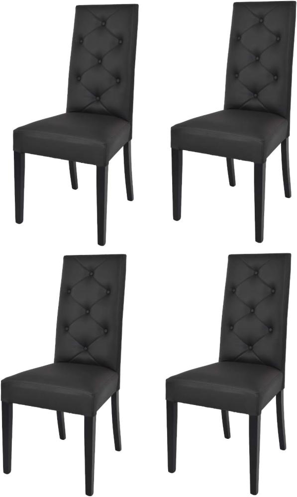 t m c s Tommychairs - 4er Set Moderne Stühle Chantal für Küche und Esszimmer, robuste Struktur aus lackiertem Buchenholz Farbe Schwarz, gepolstert und mit schwarzem Kunstleder bezogen Bild 1