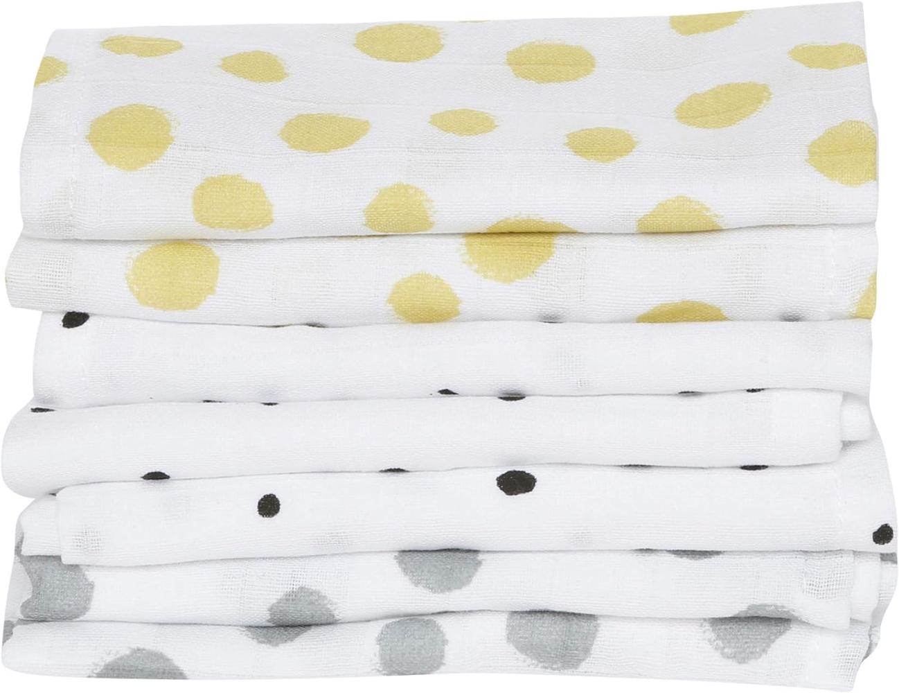 Baby Waschtücher aus Baumwoll-Musselin, Baby Waschlappen - (7 Stück), 30x30 cm, Öko-Tex Standard 100, Kleckse gelb Bild 1