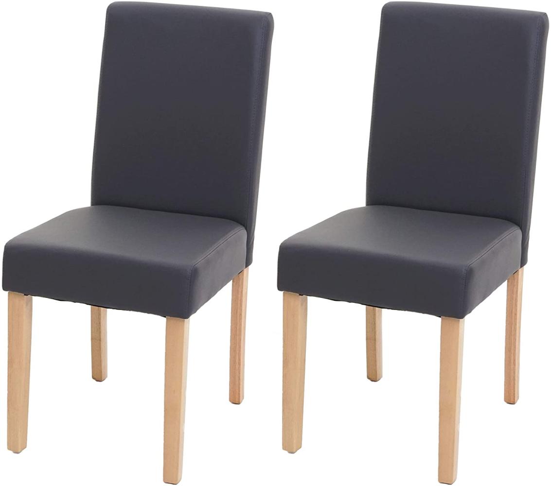 2er-Set Esszimmerstuhl Stuhl Küchenstuhl Littau ~ Kunstleder, grau matt, helle Beine Bild 1