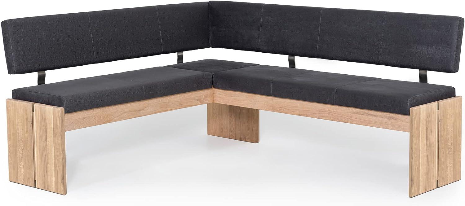 Möbel-Eins SIRION Eckbank mit Truhe aus Eiche, Material Massivholz/Bezug Mikrofaser 167 x 224 cm dunkelgrau Bild 1