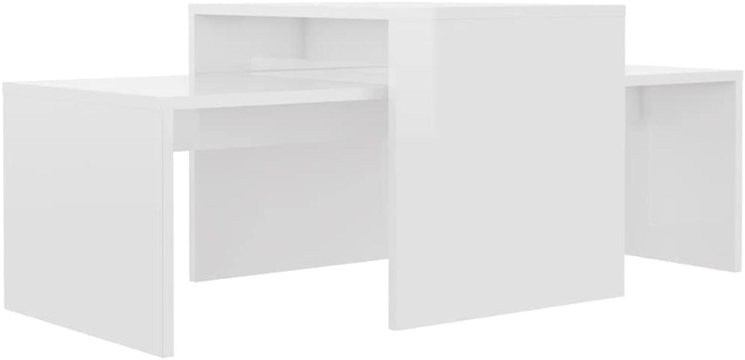vidaXL 2er-Set Couchtisch, Spanplatte Hochglanz-Weiß, 100 x 48 x 40 cm Bild 1