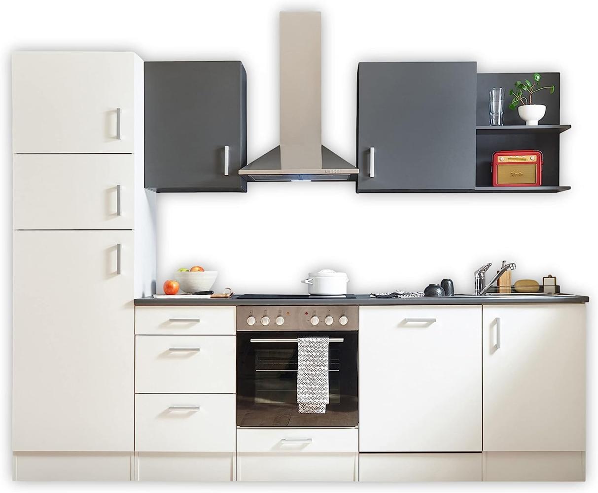 CORNER 280 Moderne Küchenzeile ohne Elektrogeräte in Weiß, Anthrazit - Geräumige Einbauküche mit viel Platz und Stauraum - 280 x 211 x 60 cm (B/H/T) Bild 1