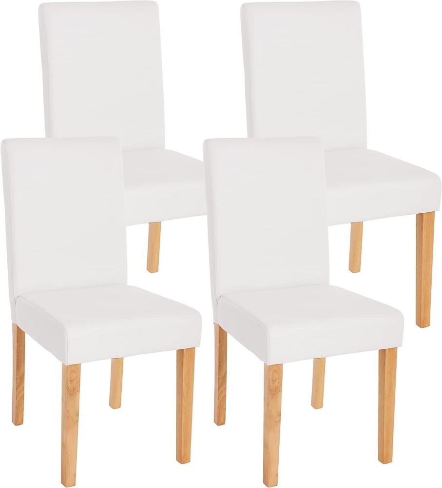 4er-Set Esszimmerstuhl Stuhl Küchenstuhl Littau ~ Kunstleder, weiß matt, helle Beine Bild 1