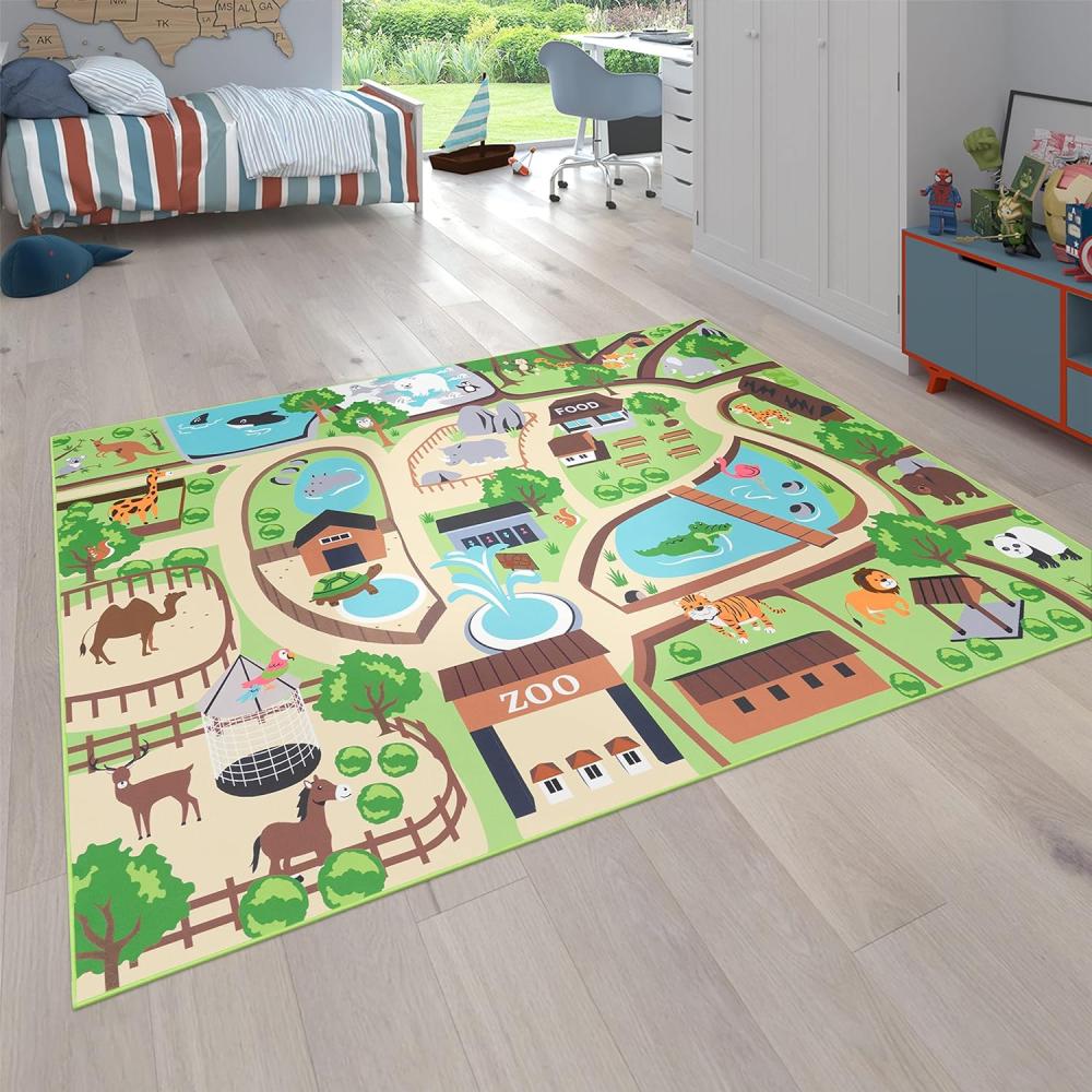 Paco Home Kinderteppich Teppich Kinderzimmer Spielteppich Junge Mädchen Modern rutschfest, Grösse:120x160 cm, Farbe:Beige Bild 1