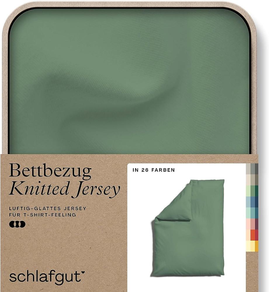 Schlafgut Knitted Jersey Bettwäsche | Bettbezug einzeln 155x220 cm | green-mid Bild 1