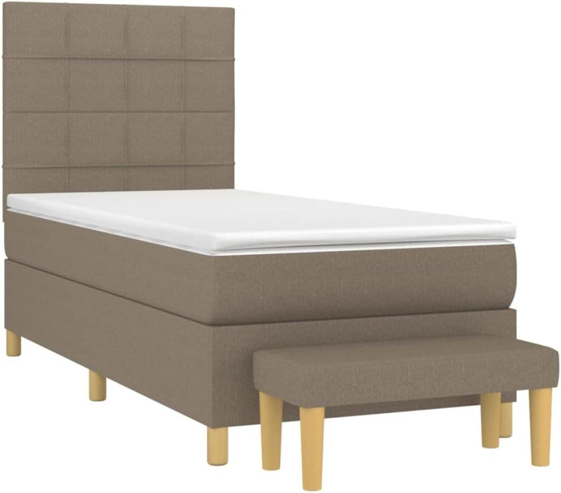 vidaXL Boxspringbett mit Matratze Taupe 90x200 cm Stoff Bild 1