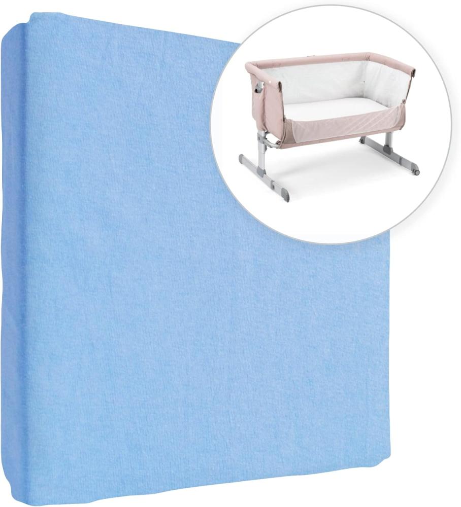 Jersey 100% Baumwolle Spannbettlaken für 83 x 50 cm Baby Co-Sleeper Kinderbett Matratze (Blau) Bild 1