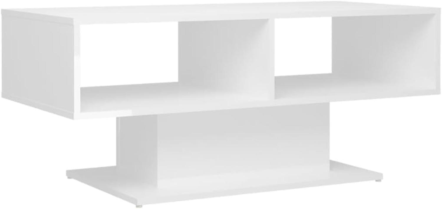 vidaXL Couchtisch Hochglanz-Weiß 103,5x50x44,5 cm Spanplatte Bild 1