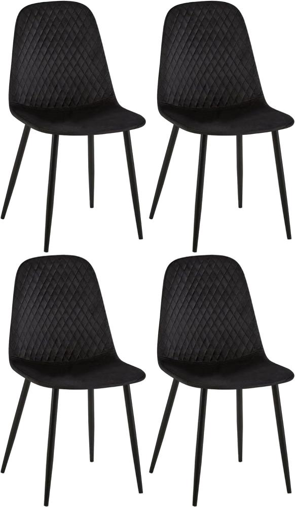 4er Set Stühle Giverny Samt (Farbe: schwarz) Bild 1