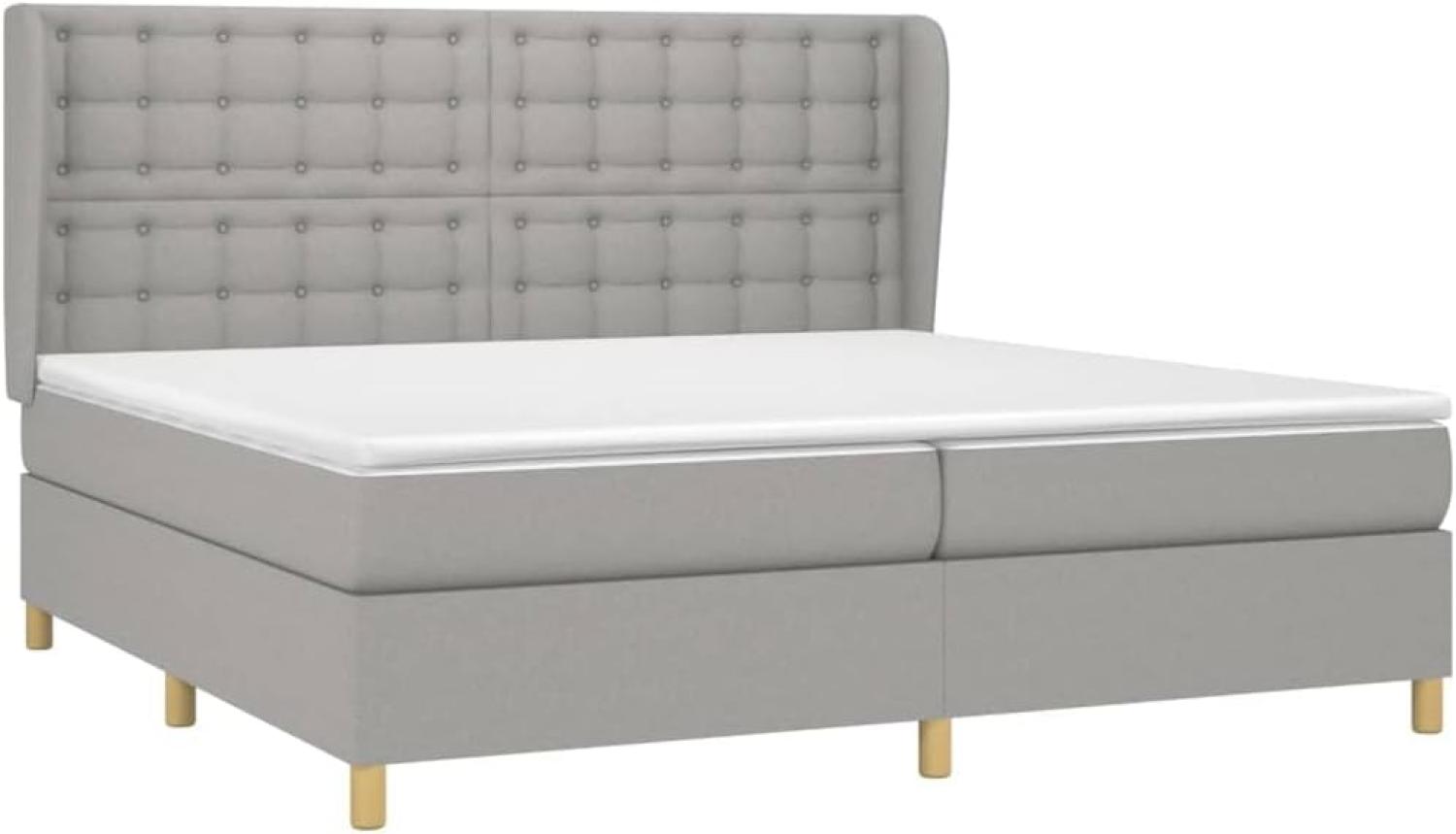 vidaXL Boxspringbett mit Matratze Hellgrau 200x200 cm Stoff, Härtegrad: H2 [3128869] Bild 1