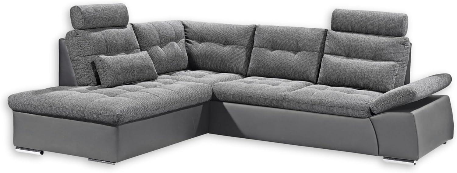 Ecksofa JAK Couch Schlafcouch Sofa Lederlook dunkel grau Ottomane links L-Form Bild 1