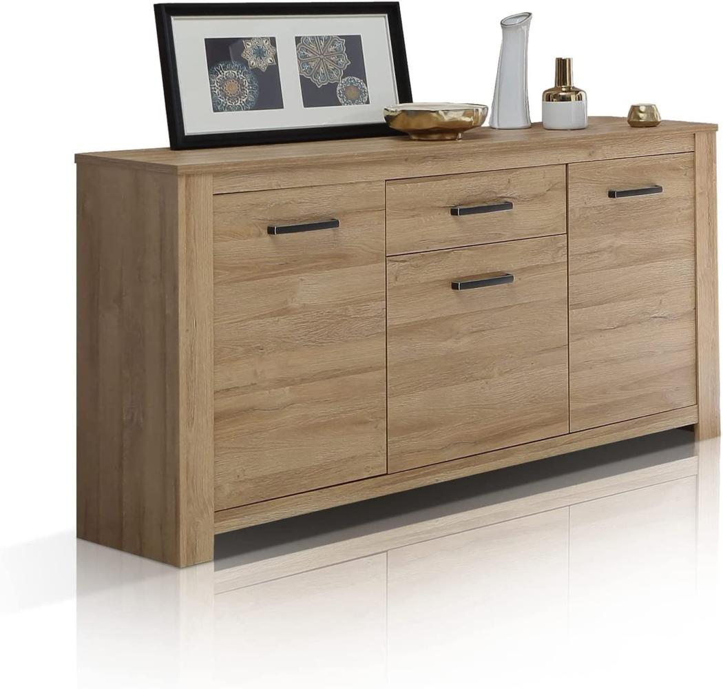 Möbel-Eins HUDSON Sideboard 3 Türen+1 Schubkasten, Material Dekorspanplatte, alteichefarbig Bild 1