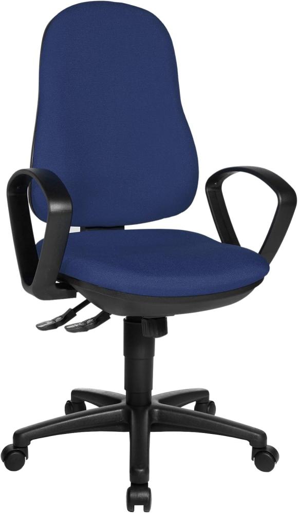 Topstar Support SY Bürostuhl, Schreibtischstuhl, inkl. Armlehnen B2(B), Bezugsstoff blau, 55 x 58 x 113 cm Bild 1