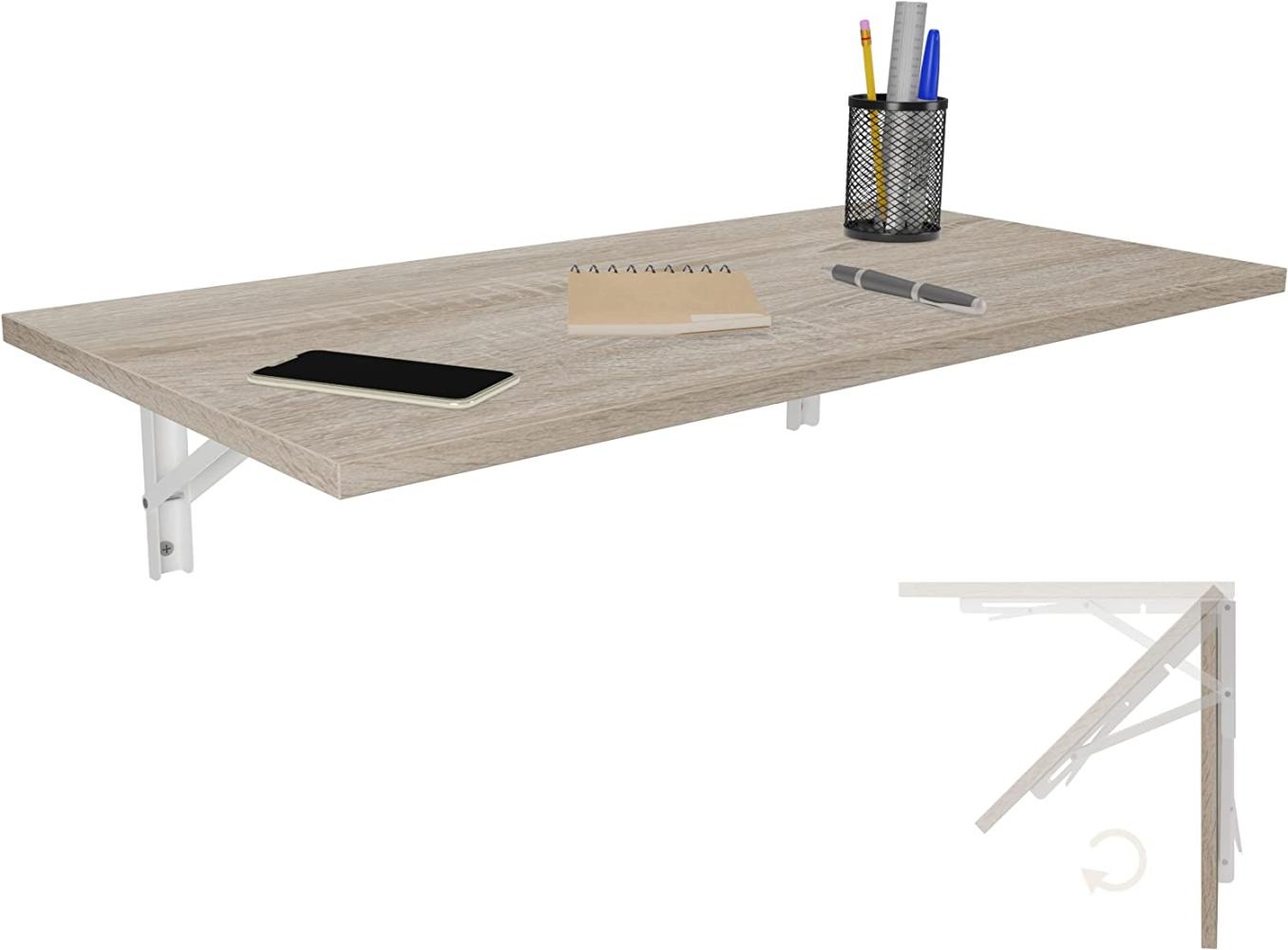 Wandklapptisch Schreibtisch Tischplatte 80x40 cm in Sonoma Eiche Klapptisch Esstisch Küchentisch für die Wand Bartisch Stehtisch Wandtisch Tisch klappbar zur Wandmontage im Büro Küche Bild 1