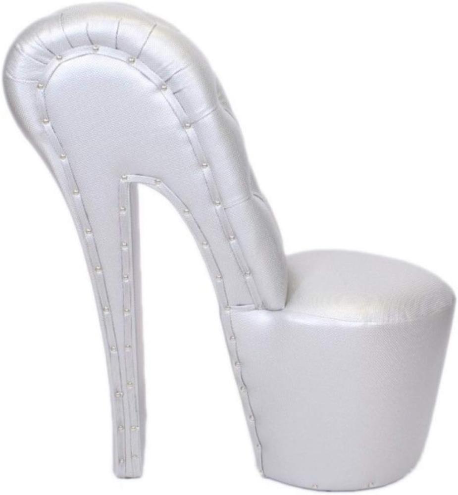 Casa Padrino High Heel Sessel mit Dekosteinen Silber Luxus Design - Designer Sessel - Club Möbel - Schuh Stuhl Sessel Bild 1