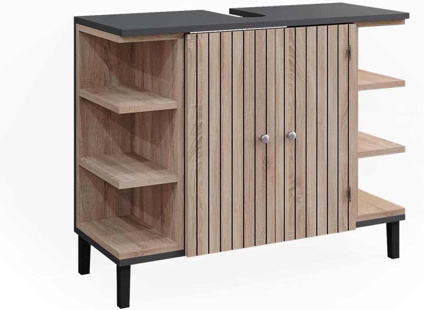 Vicco Waschtischunterschrank Aquis 79,6 x 64 cm, Sonoma Anthrazit, Badezimmer Bild 1