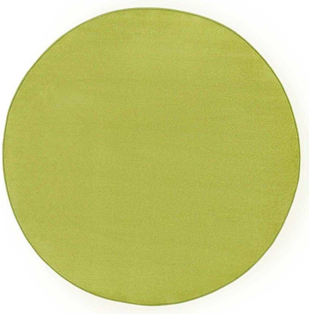 Runder Kurzflor Teppich Uni Fancy rund - grün - 200 cm Durchmesser Bild 1