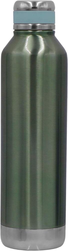Steuber Edelstahl Thermoflasche 750 ml grün mit Silikon-Manschette, doppelwandig für lange heiße & kalte Getränke Bild 1