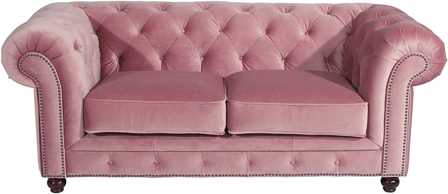 Orleans Sofa 2-Sitzer Samtvelours Rose Buche Nussbaumfarben Bild 1