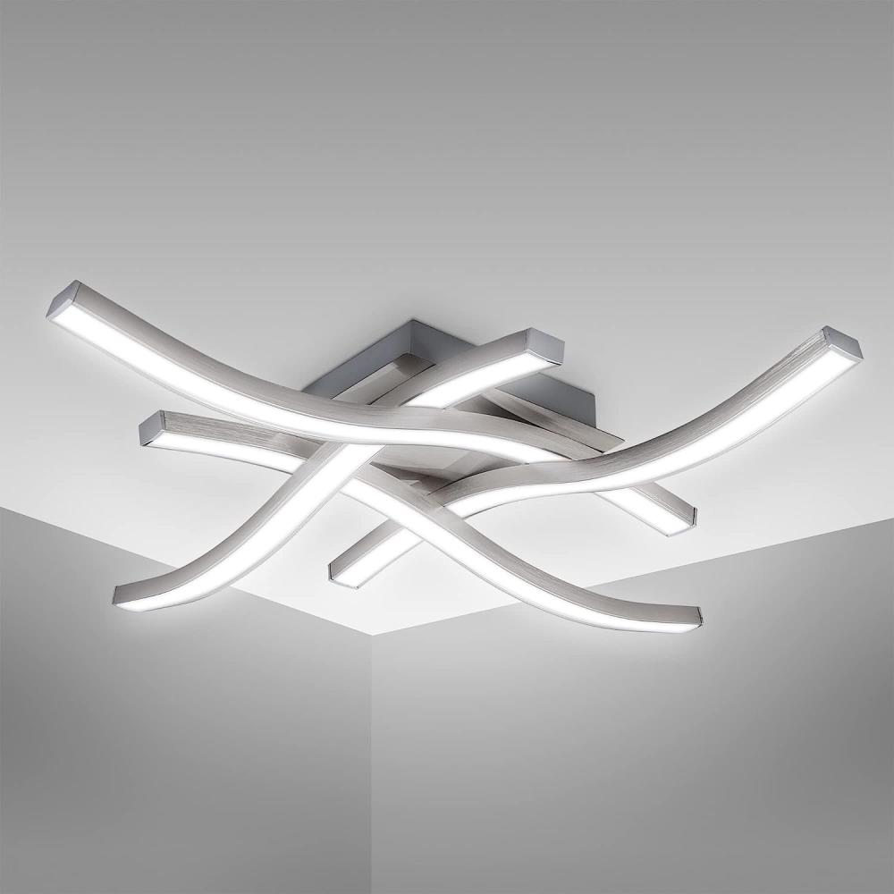 LED Design Deckenlampe Wohnzimmer Deckenleuchte modern Wellenoptik Alu 17 Watt Bild 1