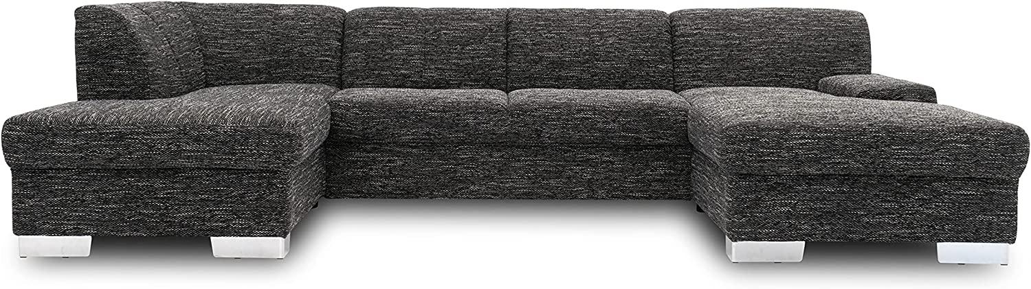 DOMO collection Star Wohnlandschaft, U-Form, Polstergarnitur, Sofa, Couch 150 x 304 x 150 cm in Webstoff schwarz Bild 1