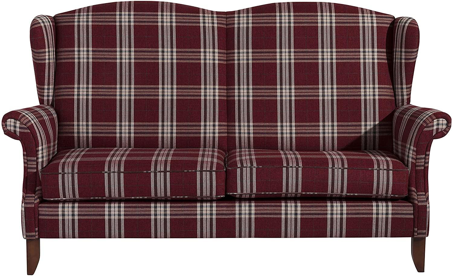 Verita Sofa 2,5-Sitzer Flachgewebe Rot Buche Nussbaumfarben Bild 1