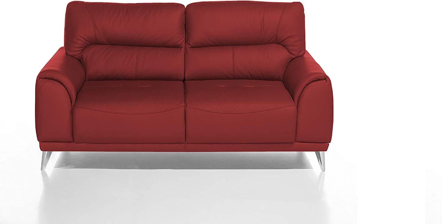 Mivano 2-Sitzer Couch Frisco / 2er Ledercouch in Kunstleder passend zum Sessel und 3er Sofa Frisco / Sofagarnitur / 166 x 92 x 96 / Rot Bild 1