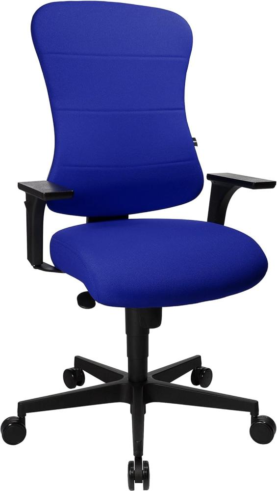 Topstar Art Comfort mit Federkernkissen und inkl. höhenverstellbare Armlehnen, Bürostuhl, Stoff, blau, 58 x 68 x 120 cm Bild 1